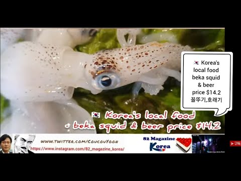 계절 별미 꼴뚜기  🇰🇷 Korea's local food - beka squid & beer price $14.2  @Koreanfood1